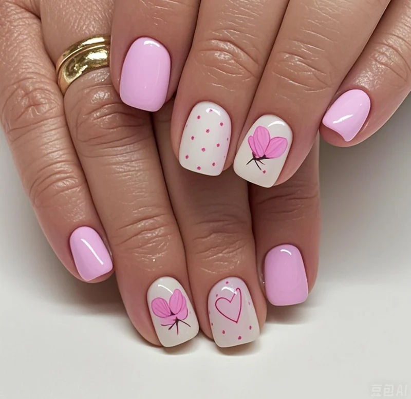 Heart-Embellished Nail Art Design Stornfield