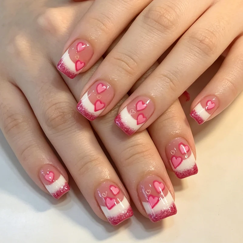 Heart-Embellished Gel Nail Extensions Stornfield