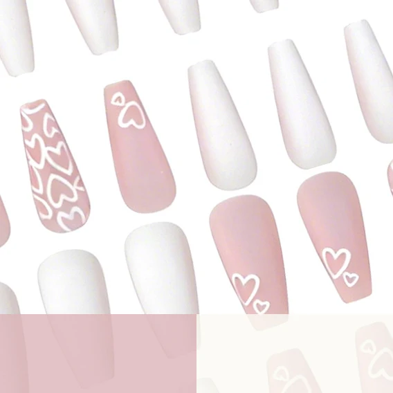 Heart-Embellished Gel Nail Art Extensions Stornfield