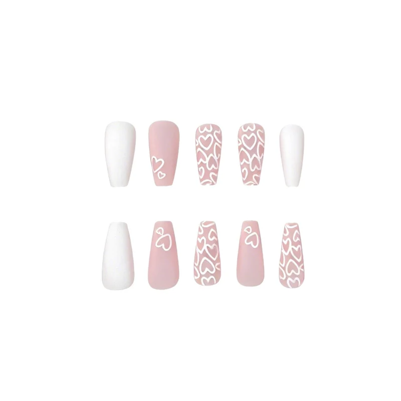 Heart-Embellished Gel Nail Art Extensions Stornfield