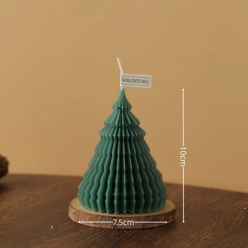 Handgegossene Texturierte Kiefernbaum Skulptur Tischkerze