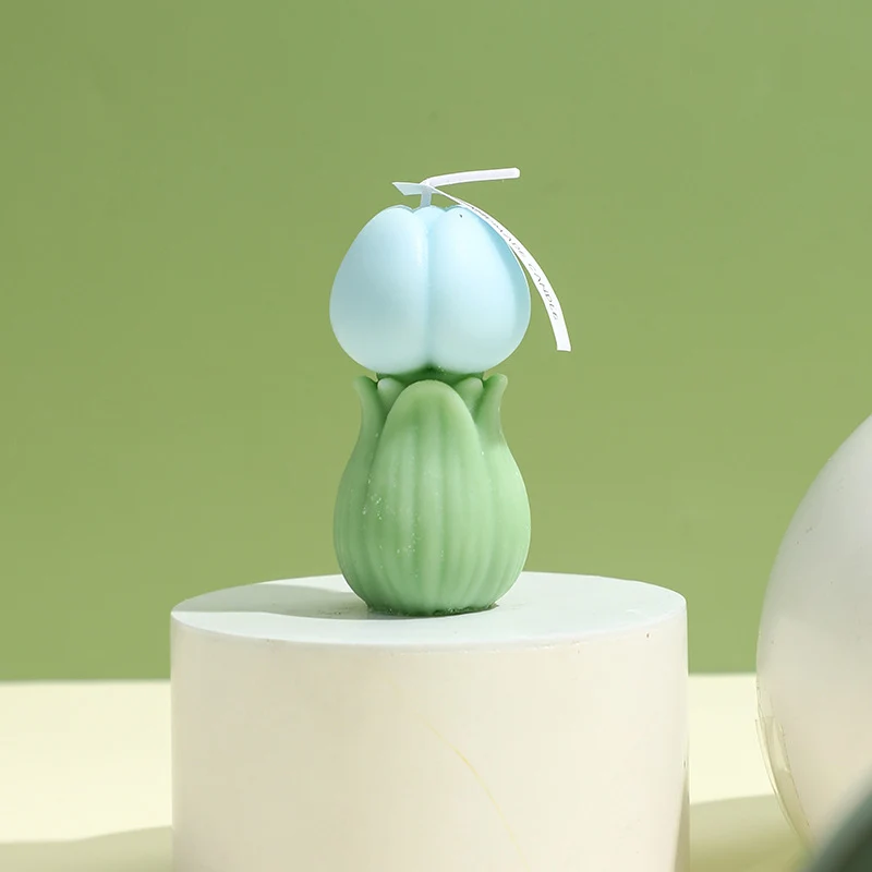 Handgegossene skulpturale Tulpenknospen Dekorationskerze