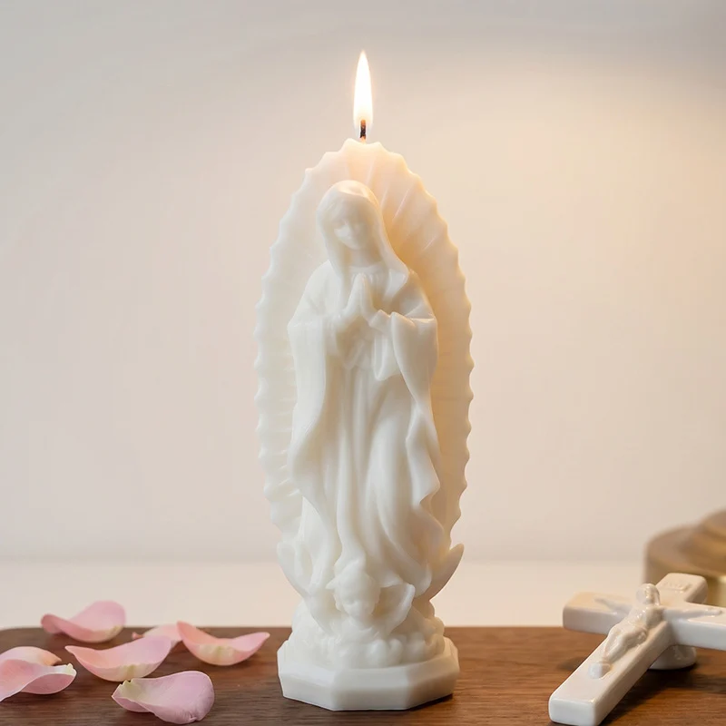 Handgegossene Skulpturierte Marianische Andacht Kerze