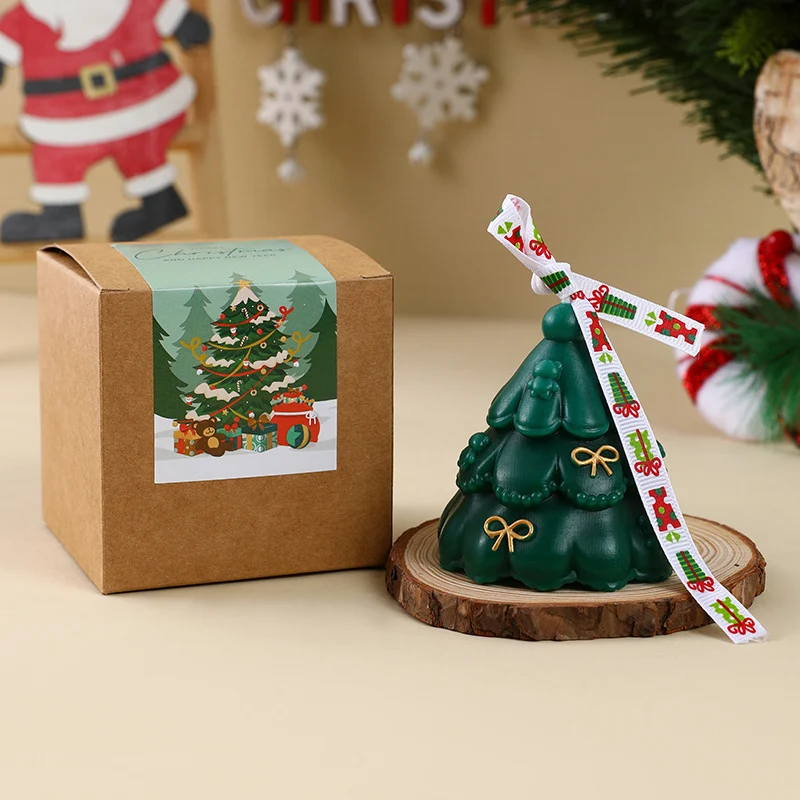 Handgegossene Weihnachtsbaumförmige Duftkerze mit Geschenkbox