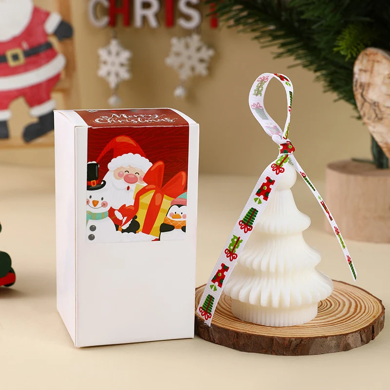 Handgegossene Weihnachtsbaum-Ornament Sojawachs-Kerze mit Dekoband und Geschenkschachtel