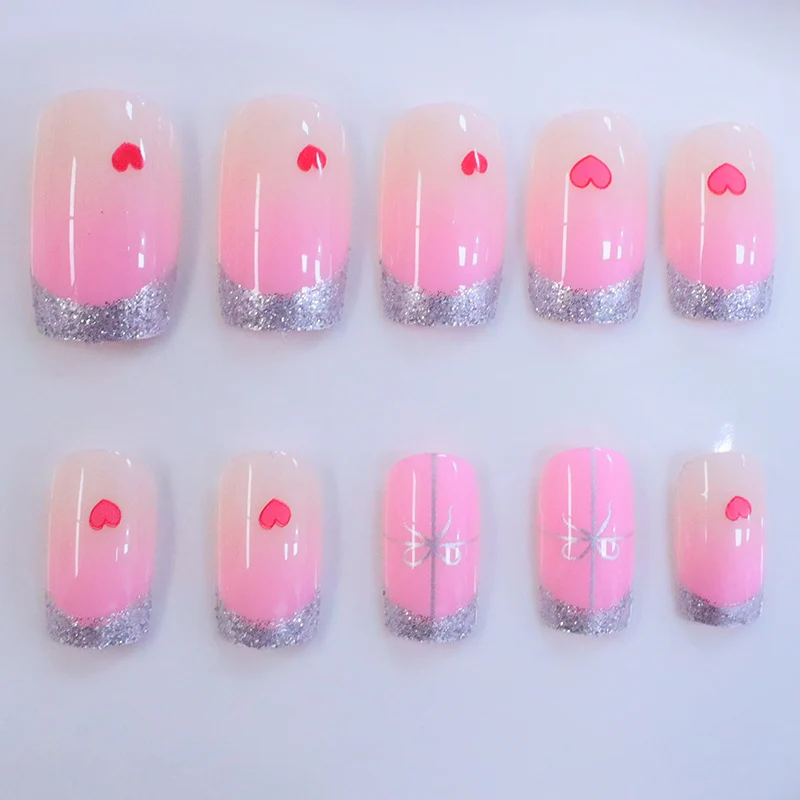 Heart-Embellished Elegant Nail Art Extensions Stornfield