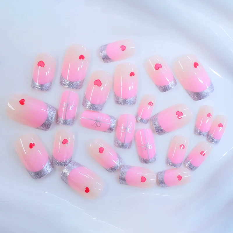 Heart-Embellished Elegant Nail Art Extensions Stornfield