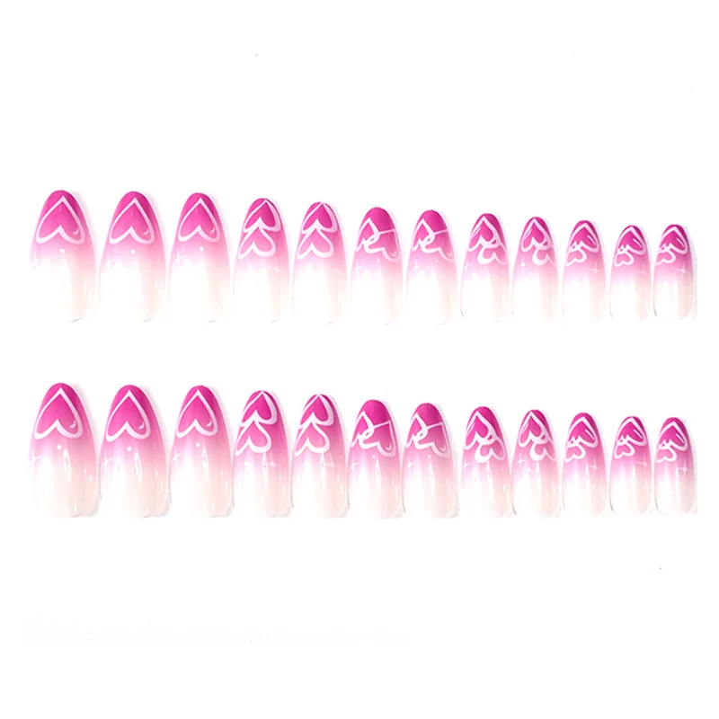 Heart-Embellished Almond Nail Art Set Stornfield