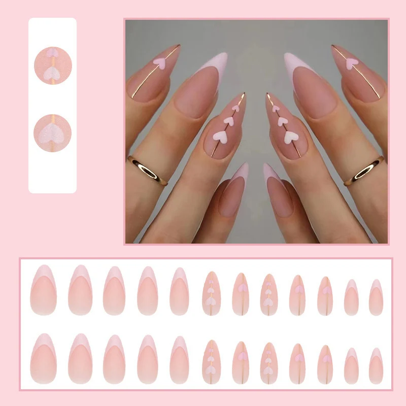 Heart-Embellished Acrylic Nail Extensions Stornfield