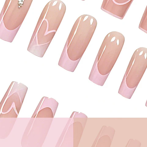 Heart-Embellished Acrylic Nail Enhancements Stornfield