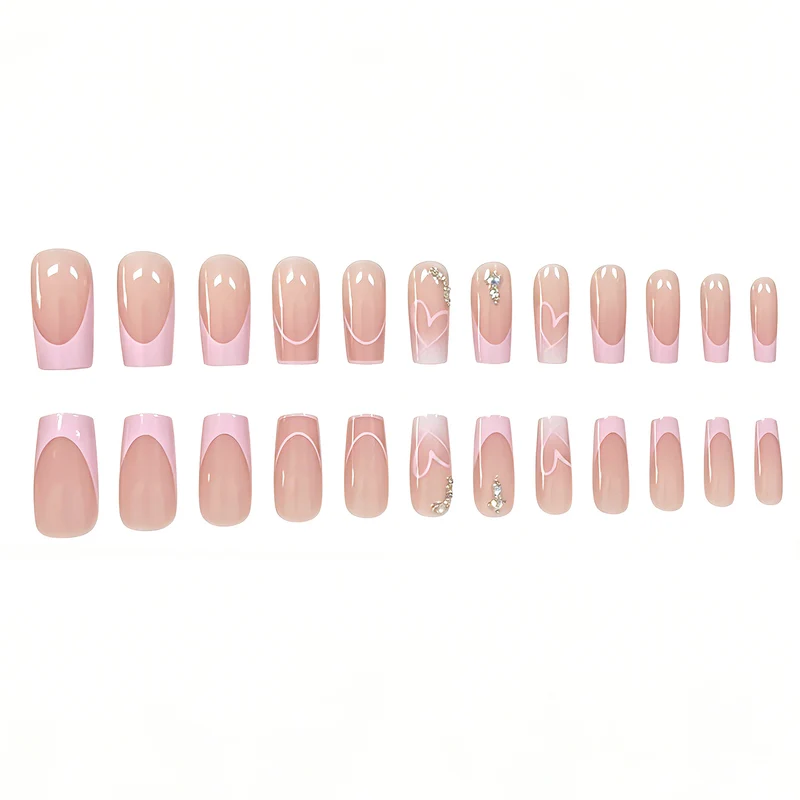 Heart-Embellished Acrylic Nail Enhancements Stornfield