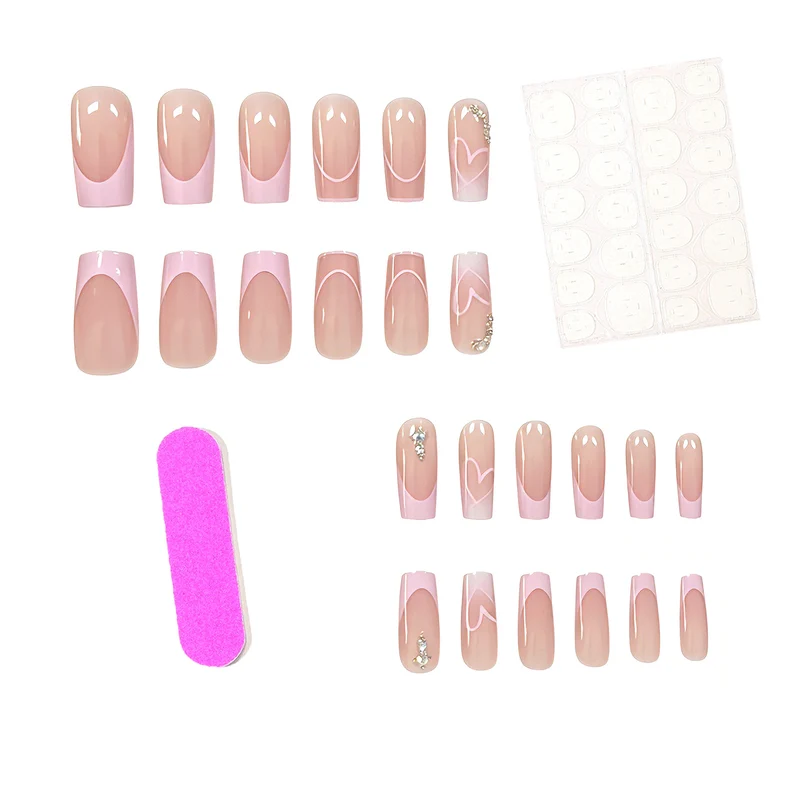 Heart-Embellished Acrylic Nail Enhancements Stornfield