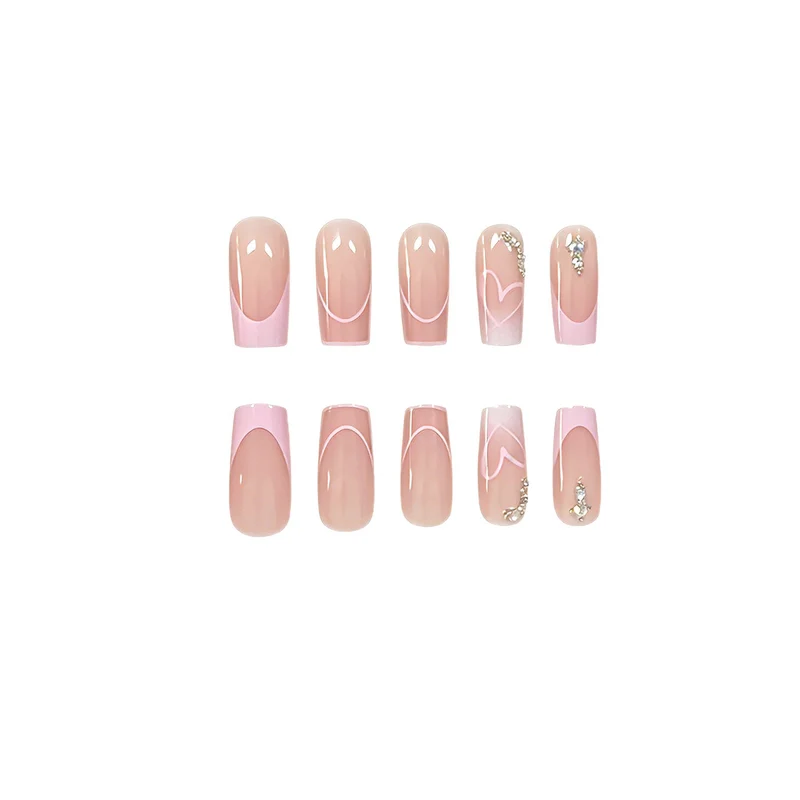 Heart-Embellished Acrylic Nail Enhancements Stornfield
