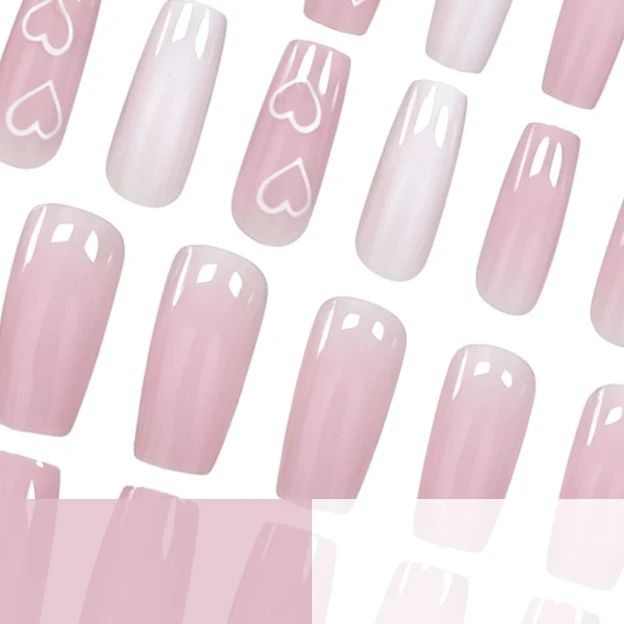 Heart-Embellished Acrylic Nail Art Extensions Stornfield