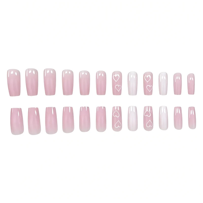 Heart-Embellished Acrylic Nail Art Extensions Stornfield