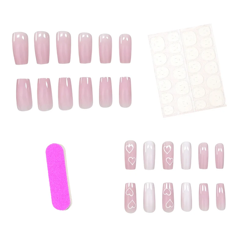 Heart-Embellished Acrylic Nail Art Extensions Stornfield