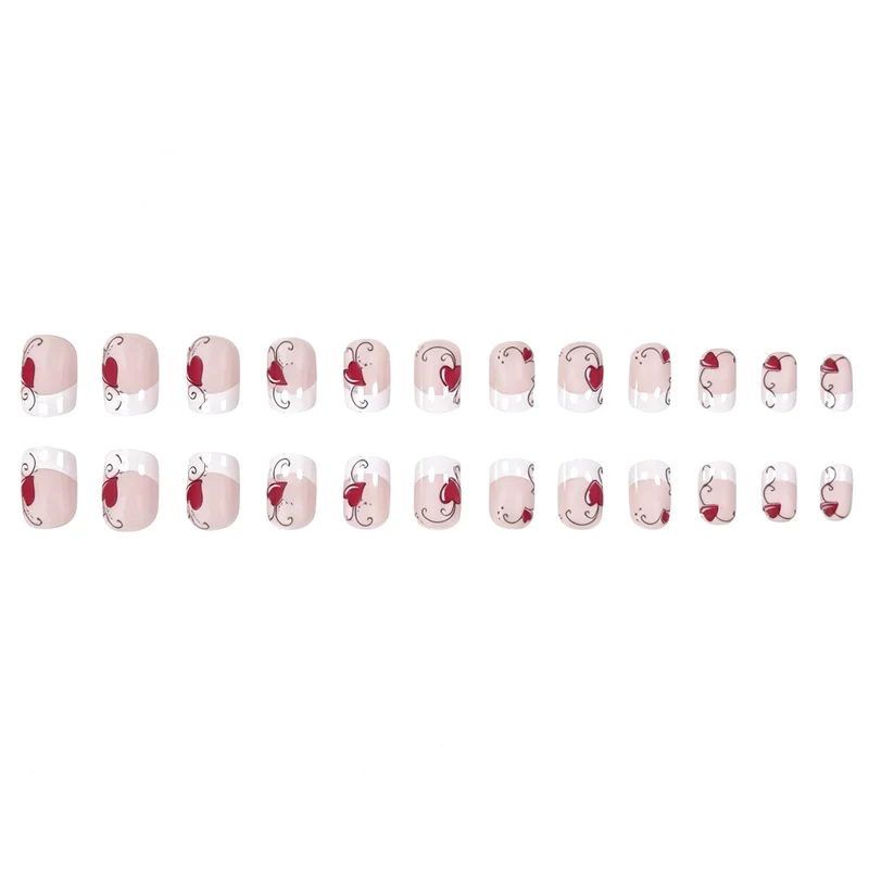 Heart-Embellished Acrylic Nail Art Enhancements Stornfield