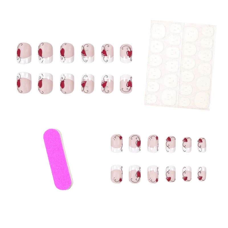 Heart-Embellished Acrylic Nail Art Enhancements Stornfield
