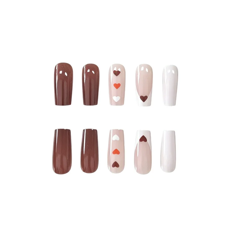 Heart-Detail Acrylic Nail Art Enhancements Stornfield