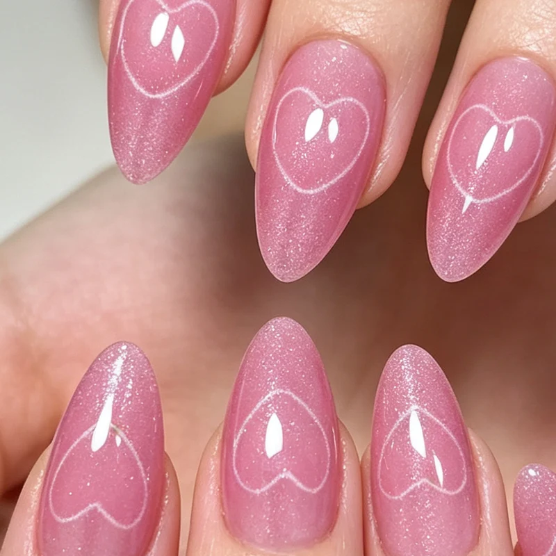 Heart-Designed Acrylic Nail Art Enhancements Stornfield