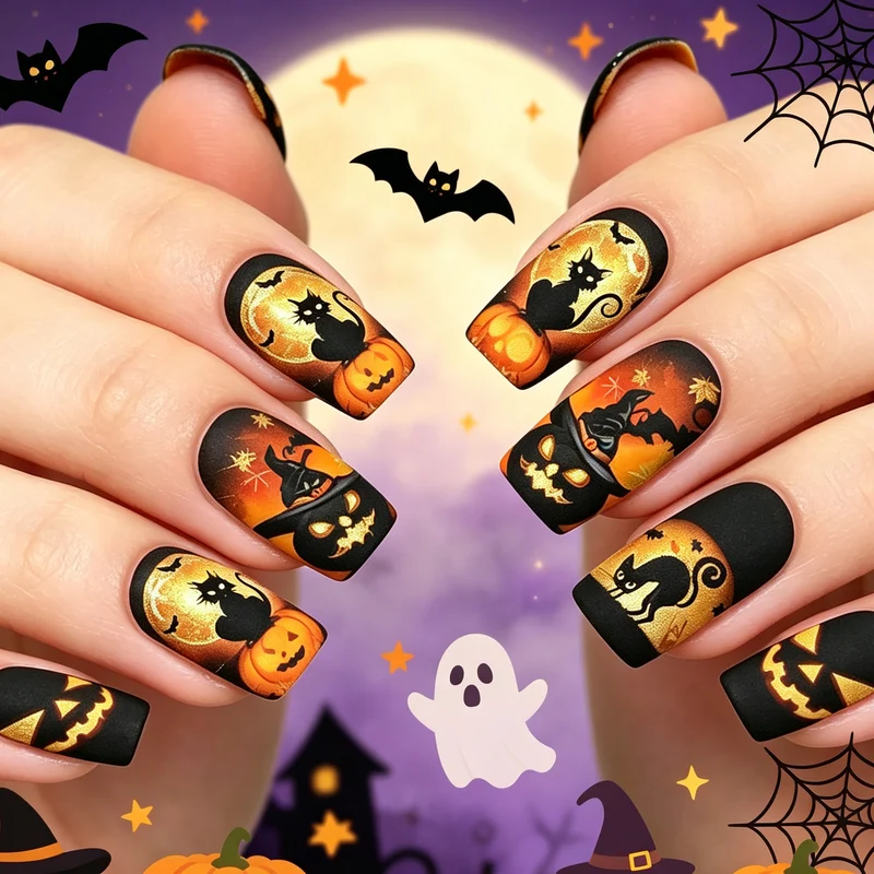 Halloween-Themed Press-On Nail Art Stornfield