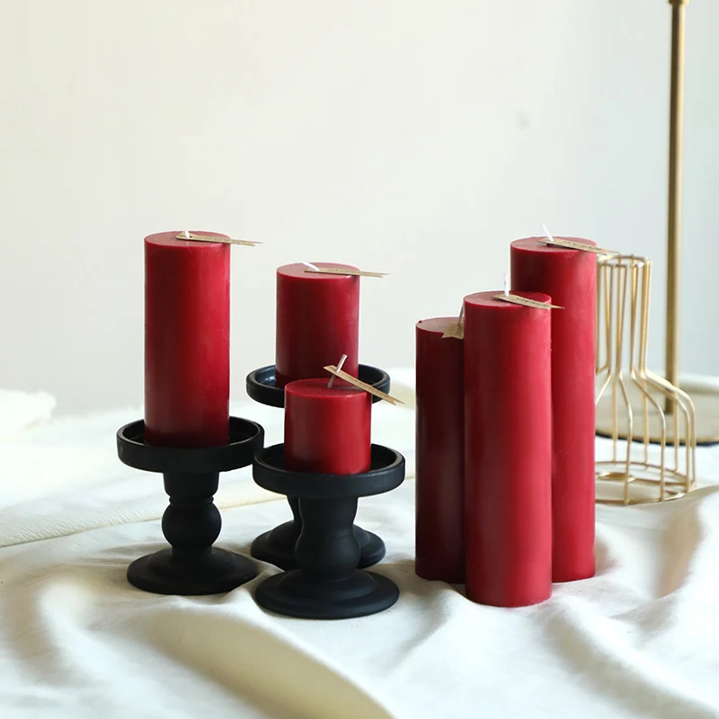 Short Pedestal Pillar Candle Holder with Wide Drip Tray