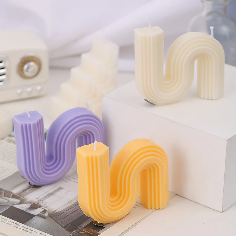 Sculptural Wavy Arch & S‑Form Decorative Tabletop Candle Collection