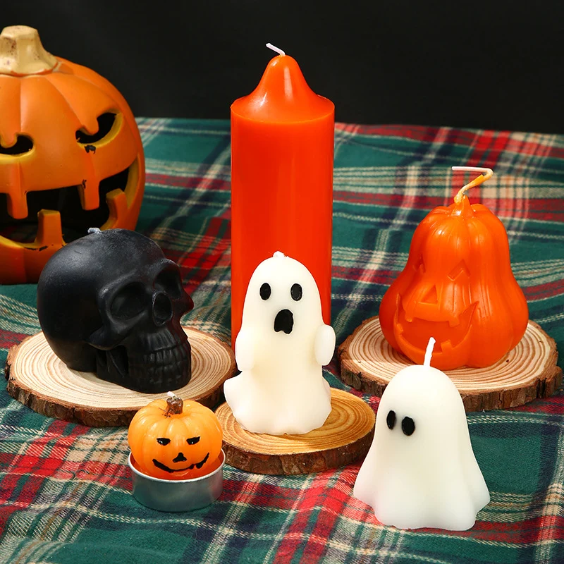 Sculptural Skull-Shaped Decorative Wax Candle