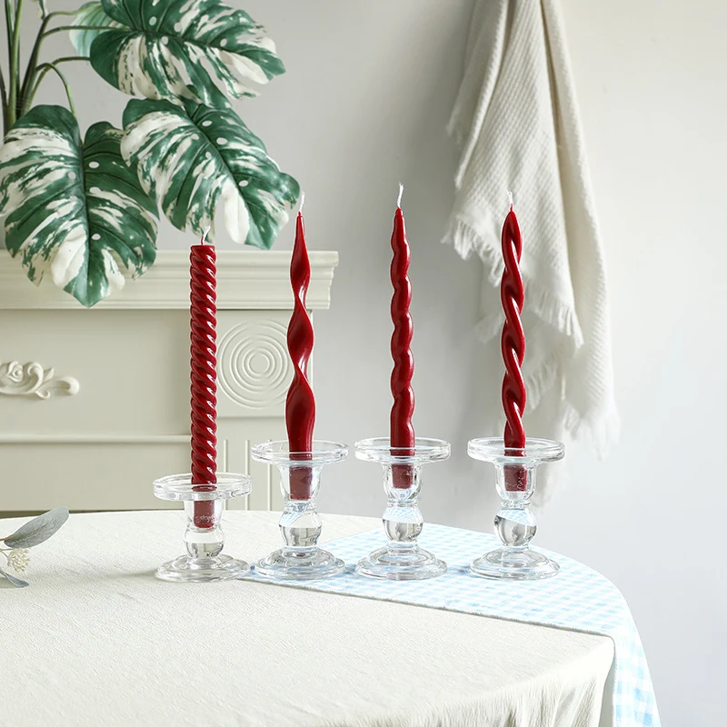 Sculptural Ribbon-Twist Taper Candle Set