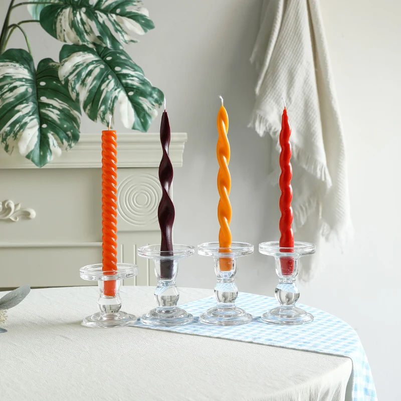Sculptural Ribbon-Twist Taper Candle Set