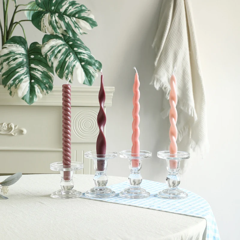 Sculptural Ribbon-Twist Taper Candle Set