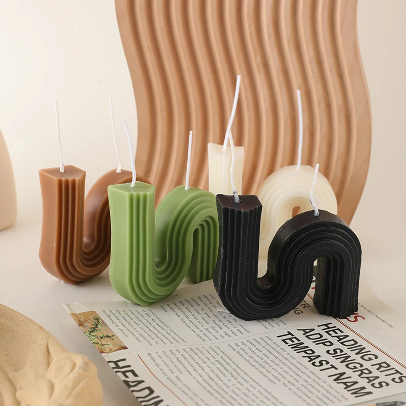 Sculptural Ribbed U-Arch Decorative Soy Wax Candle