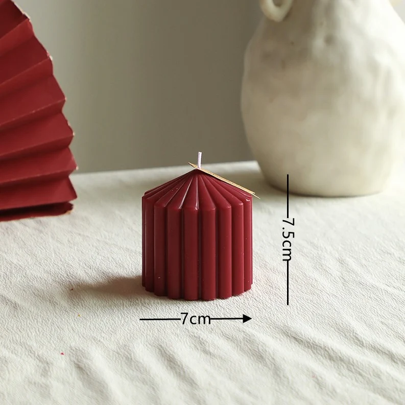 Sculptural Ribbed Pillar Candle for Modern Home Decor