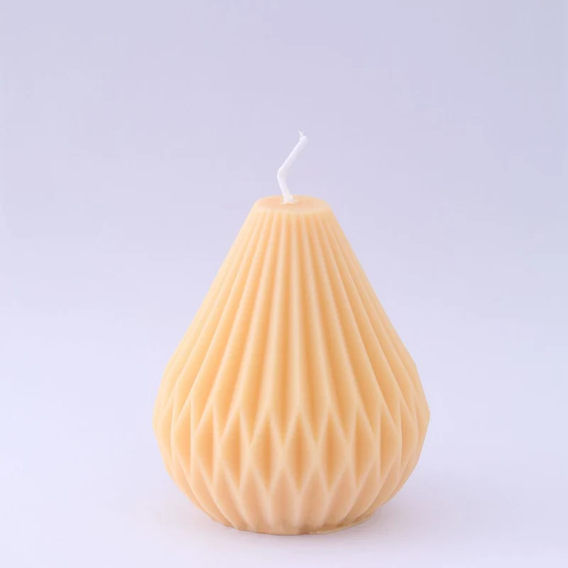 Sculptural Faceted Pear-Shaped Decorative Pillar Candle