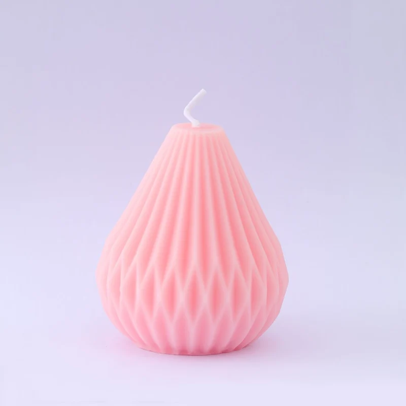 Sculptural Faceted Pear-Shaped Decorative Pillar Candle