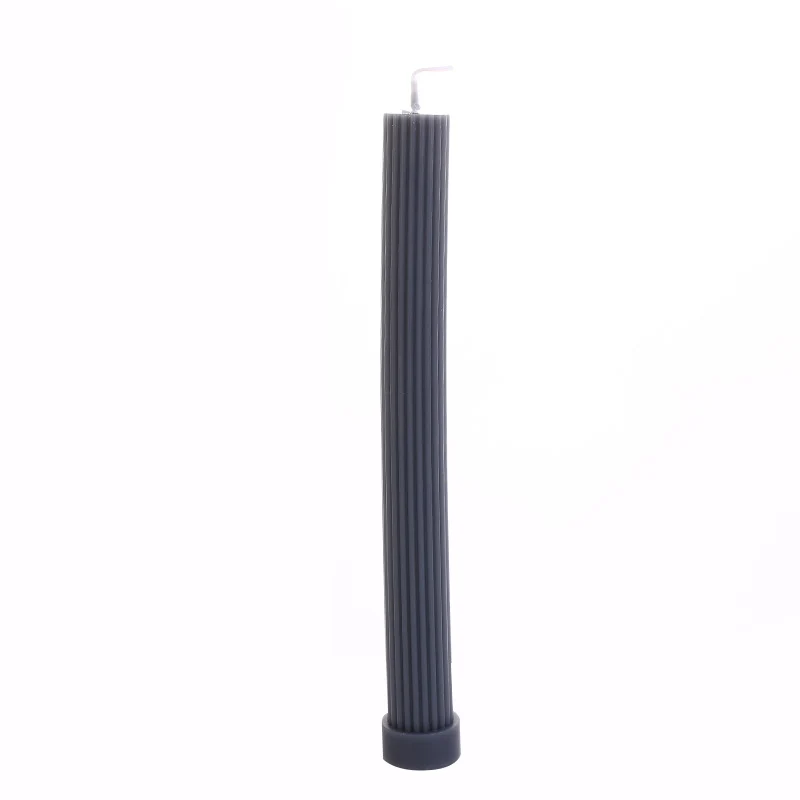 Sculptural Column Pillar Candle with Vertical Fluted Texture and Weighted Base