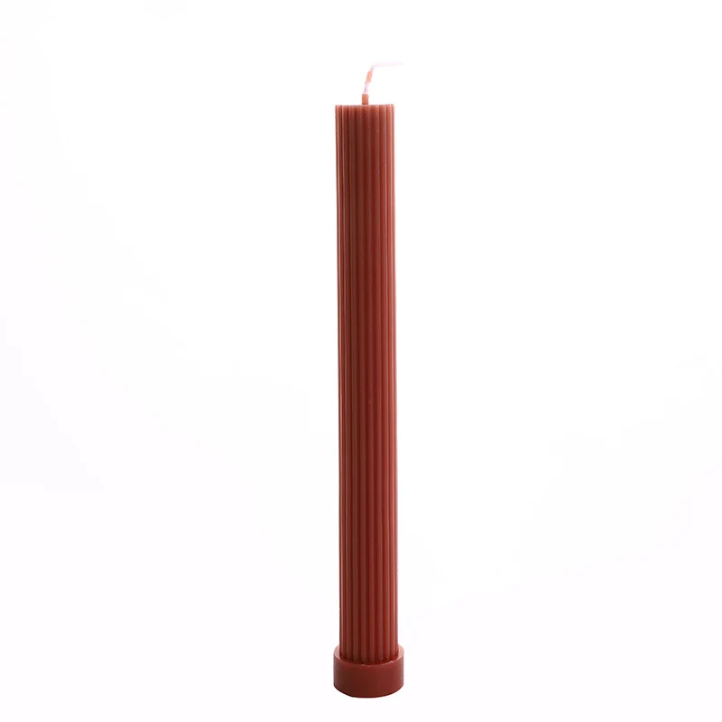 Sculptural Column Pillar Candle with Vertical Fluted Texture and Weighted Base