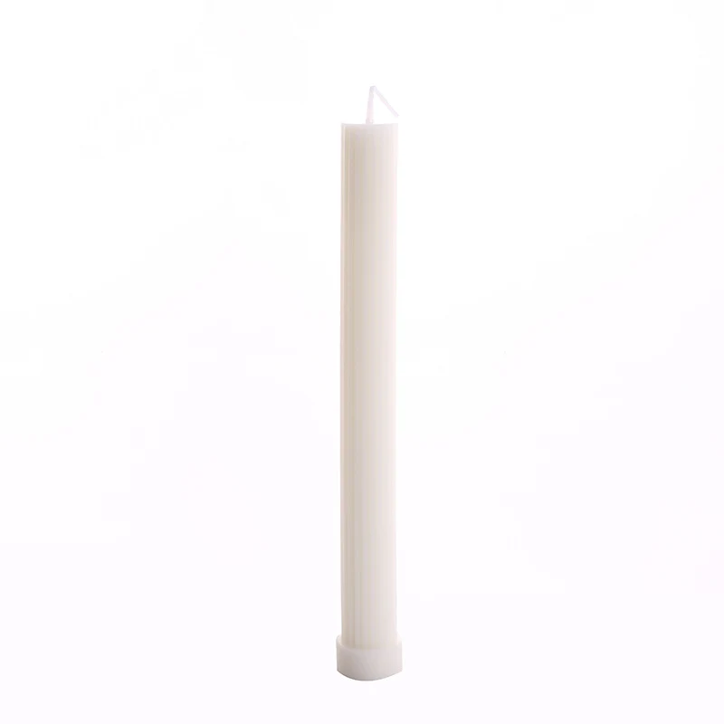 Sculptural Column Pillar Candle with Vertical Fluted Texture and Weighted Base