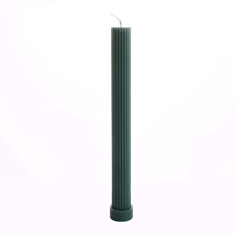 Sculptural Column Pillar Candle with Vertical Fluted Texture and Weighted Base