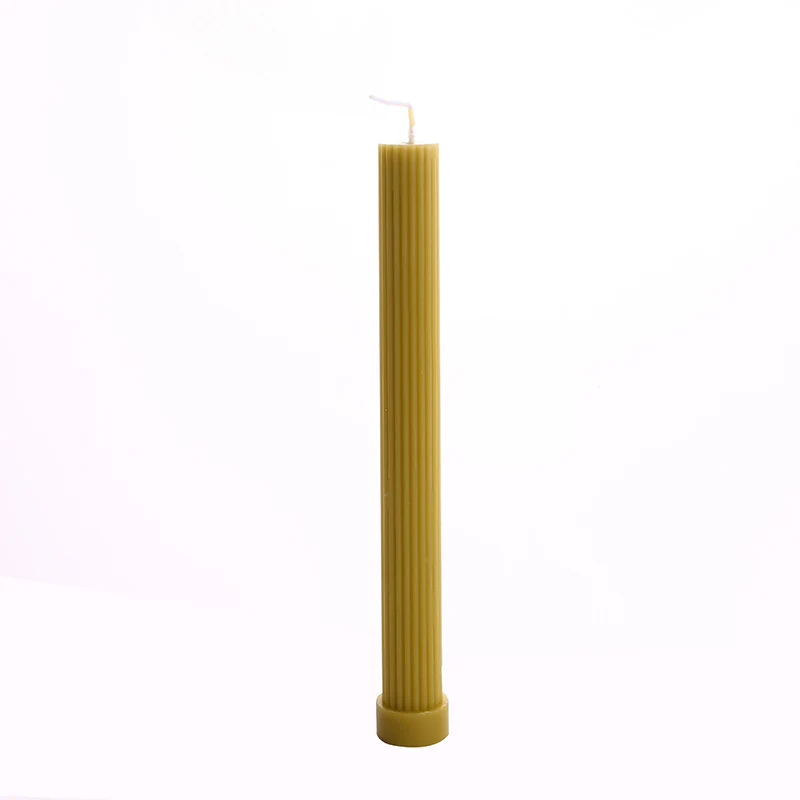 Sculptural Column Pillar Candle with Vertical Fluted Texture and Weighted Base