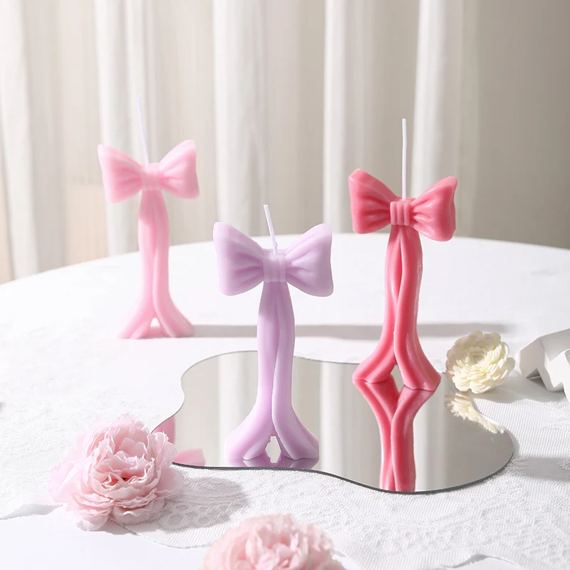 Sculptural Bow-Tail Decorative Taper Candle