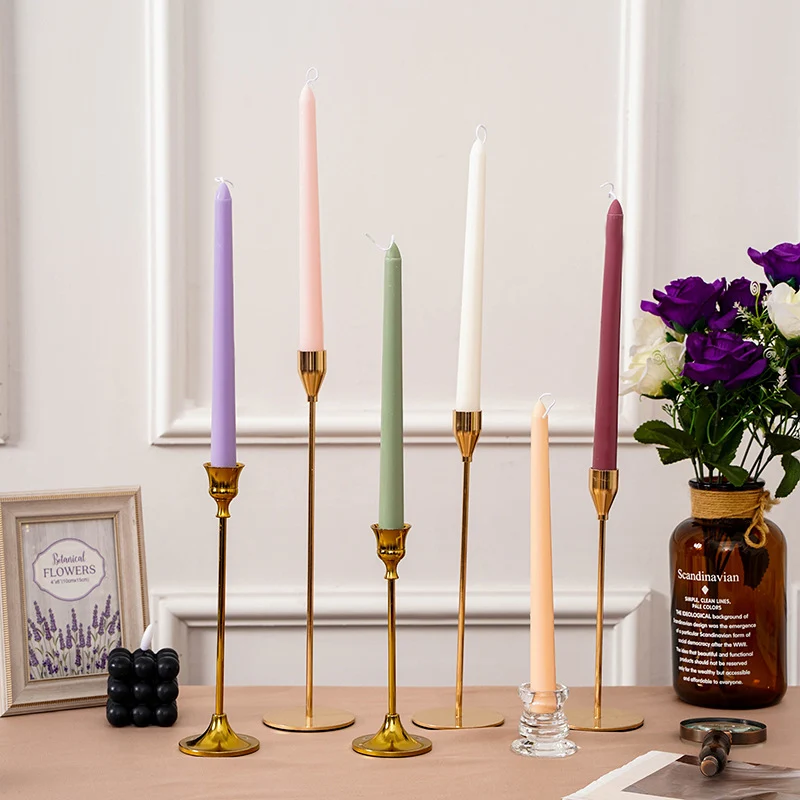 Scented Long Slim Dinner Taper Candles Set of Four with Slow-Burn Soy Blend