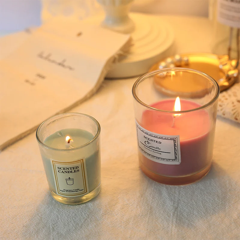 Scented Glass Jar Aromatherapy Candle with Frosted Holder and Cotton Wick