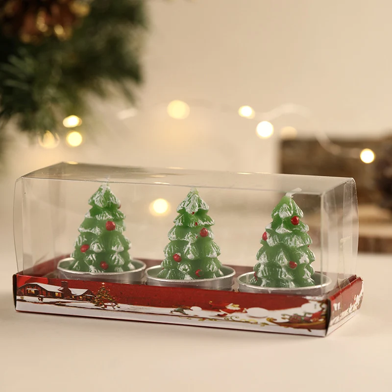 Santa Figurine Tea Light Candle Set for Holiday Tabletop Decor