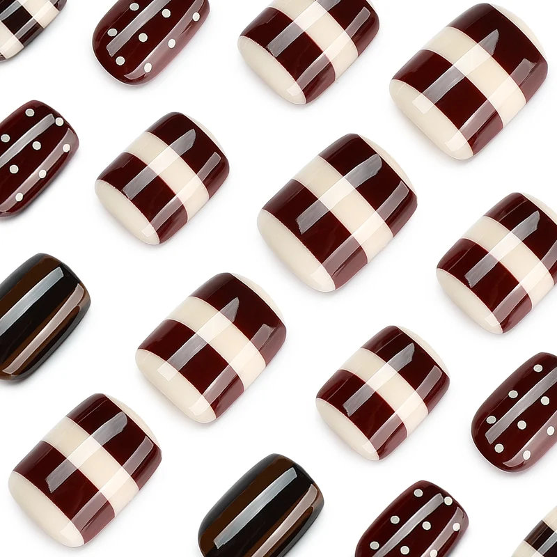 Artful Nail Art with Striped and Polka Dot Pattern Stornfield