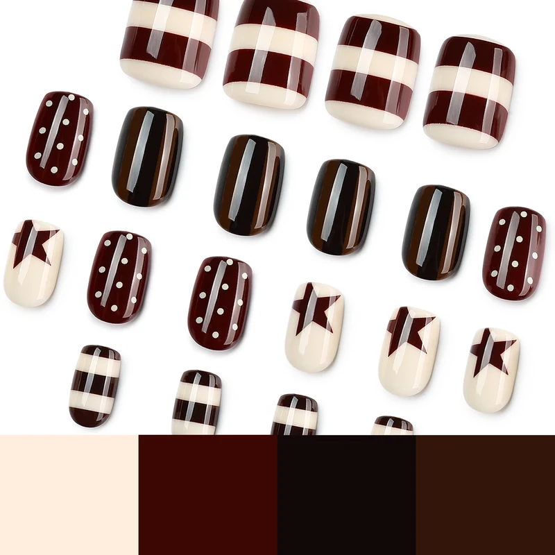 Artful Nail Art with Striped and Polka Dot Pattern Stornfield