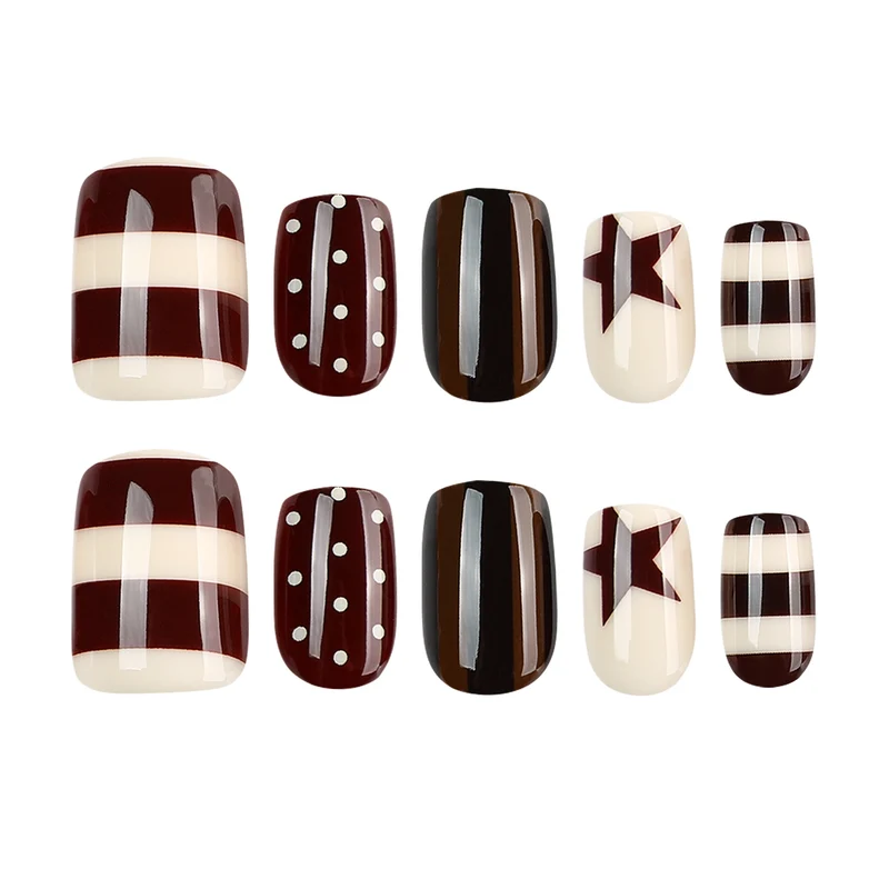 Artful Nail Art with Striped and Polka Dot Pattern Stornfield