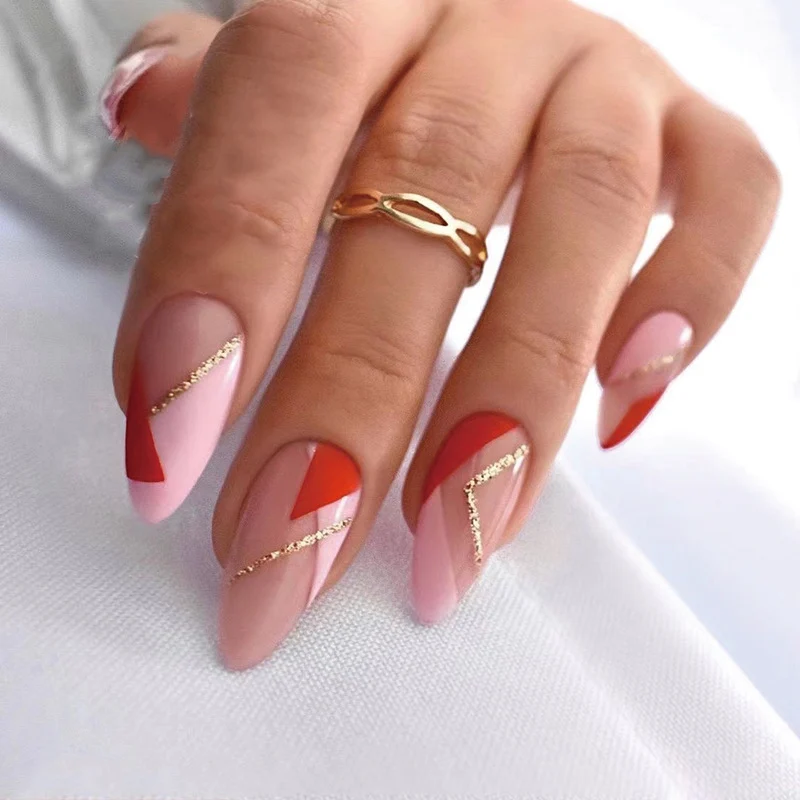Artful nail art with geometric accents and metallic details Stornfield