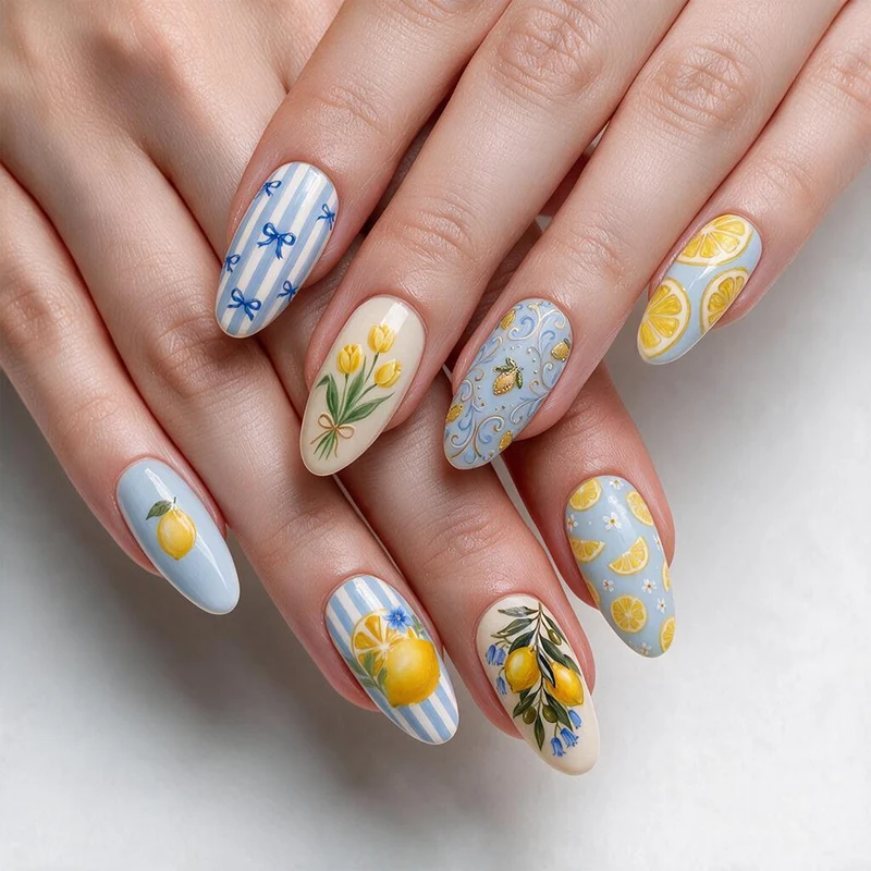 Artful nail art with fruity citrus design Stornfield