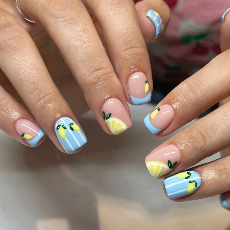 Artful Nail Art with Fruity Lemon Design Stornfield
